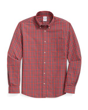 Brooks Brothers Friday Check Cotton Poplin Button-Down Shirt - Red