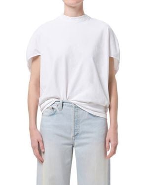 Agolde Souline Ruched Sleeve T-Shirt - White