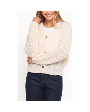 Petal & Pup Henderson Chunky Knit Cardigan - White