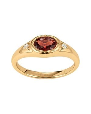 MADE BY MARY Oval Birthstone Signet Ring - Metallic