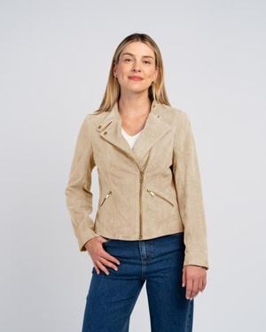 Kettlewell Hudson Suede Biker Jacket - Natural