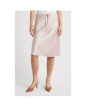 Open Edit Drawstring Satin Skirt - Pink