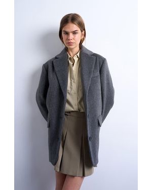 TOPSHOP Three-Button Brushed Coat - Blue