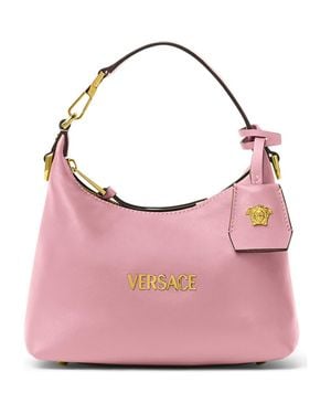 Versace Small Logo Leather Hobo Bag - Pink