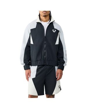 TRUE RELIGION Colorblock Nylon Track Jacket - Blue