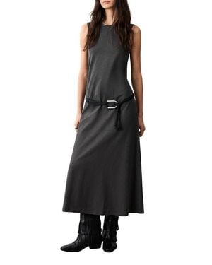 MANGO TEEN Belted Sleeveless Cotton Maxi Dress - Black
