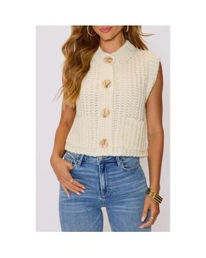 Vici Collection Daphne Hammered Button Sweater Vest - Blue