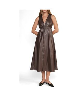 DELUC Dominic Faux Leather Maxi Dress - Brown