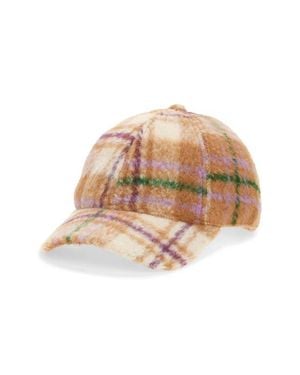 Treasure & Bond Brushed Plaid Baseball Cap - Natural