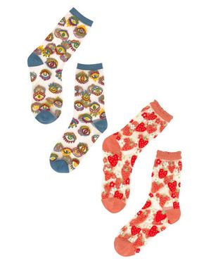 Sock Candy Eye Candy Assorted 2-Pack Sheer Crew Socks - Red