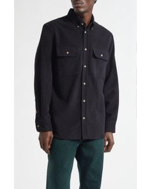 Noah Cotton Moleskin Button-Down Shirt - Blue