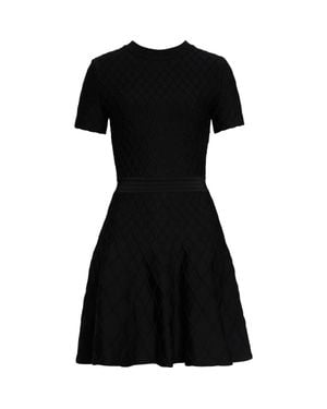 Balmain Diamond Jacquard Fit & Flare Mini Sweater Dress - Black