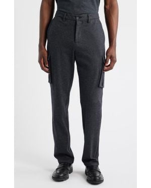 Bugatchi Brushed Knit Flat Front Cargo Pants - Gray