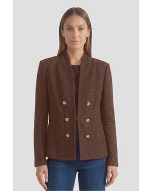 Ming Wang Tonal Eyelash Tweed Knit Jacket - Brown