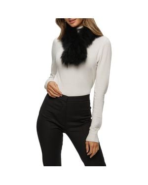 Gorski Knit Genuine Shearling Pull-Through Scarf - Black