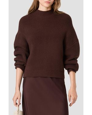 French Connection Babysoft Mock Neck Ribbed Sweater - Brown