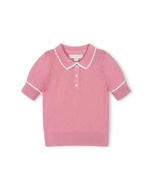 Hope & Henry Kids' Organic Peter Pan Collar Sweater Polo - Pink