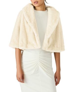 Steve Madden Hestia Crop Faux Fur Jacket - Natural