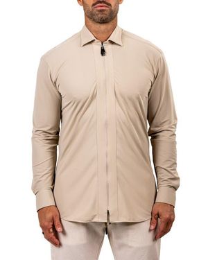 Maceoo Fibzip Marthyr Knit Zip-Up Shirt - Natural