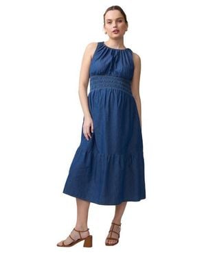 Ingrid & Isabel Sleeveless Chambray Midi Dress - Blue