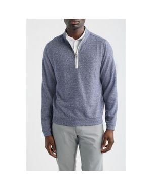 Scott Barber Marled Sweater Knit Quarter Zip Pullover - Blue