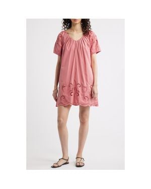 Nordstrom Schiffly Cutwork Embroidery Minidress - Pink