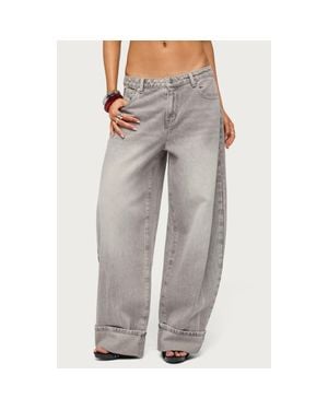 Edikted Kella Low Rise Baggy Jeans - Gray
