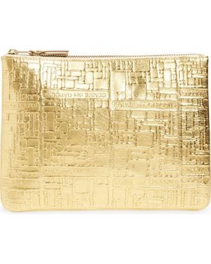 Comme des Garçons Embossed Logo Leather Pouch - Metallic