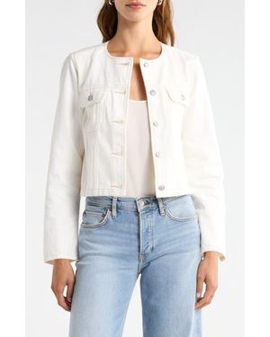 PAIGE Dean Collarless Denim Jacket - White
