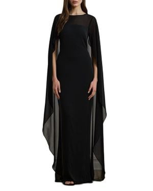 Ralph Lauren Semisheer Capelet Georgette Gown - Black