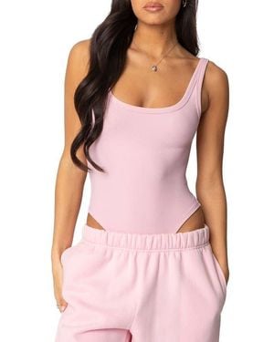 Edikted Lakely Rib Tank Bodysuit - Pink