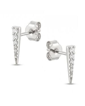 Spero London Long Pave Dagger Stud Earrings - Metallic