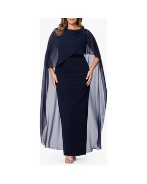 Xscape Evenings Overly Cape Gown - Blue