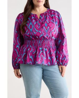 Sugarlips Ivani Mirana Smocked Waist Peplum Top - Purple
