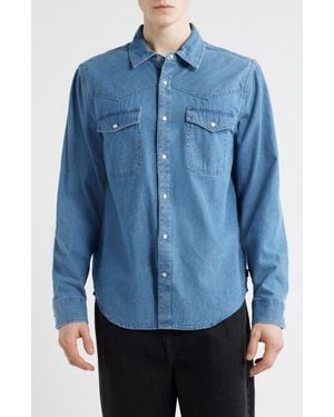 Brixton Waylon Denim Snap-Up Western Shirt - Blue