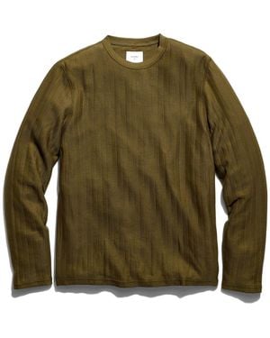 Billy Reid Herringbone Crewneck Long Sleeve T-Shirt - Green