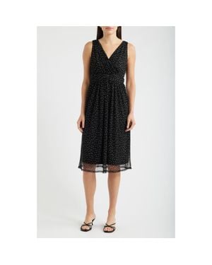 Loveappella Cross Mesh Midi Dress - Black
