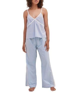 Desmond & Dempsey Cami Cotton Pajamas - White