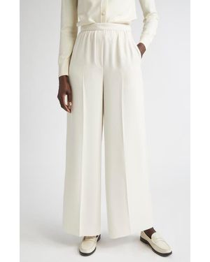 St. John Satin Back Crepe Wide Leg Pants - White