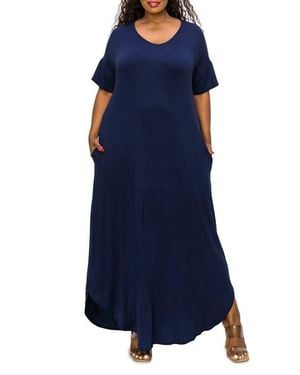 L I V D Short Sleeve Jersey Maxi Dress - Blue