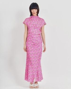 Lost Pattern Beach Blossom Satin Top - Pink