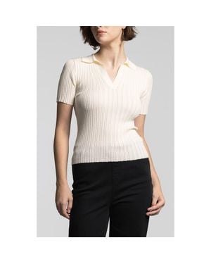 WEEKEND LOS ANGELES Courtney Johnny Collar Rib Top - White
