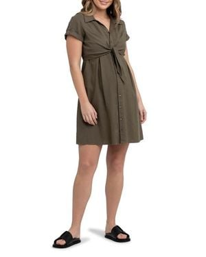Ripe Maternity Colette Tie Up Linen Dress - Green
