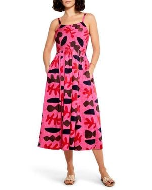 NIC+ZOE Cutout Crush Midi Fit & Flare Dress - Red