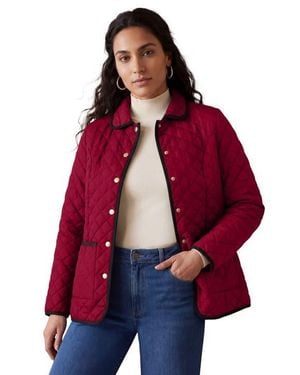 Jessica London Snap-Front Quilted Coat - Red