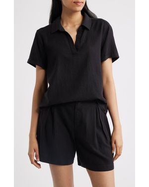 Cloth & Stone Collared Short Sleeve Shirt - Black