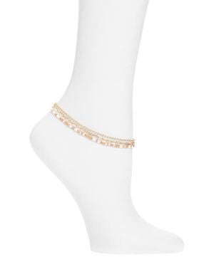 Nordstrom Beaded 3-Row Mixed Chain Anklet - White