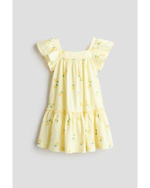 H&M Flared Cotton Dress - Yellow