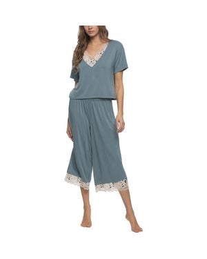 Felina Amelie Crop Pajamas - Blue