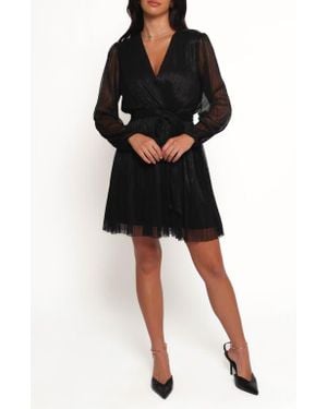 Petal & Pup Zhara Metallic Long Sleeve Minidress - Black